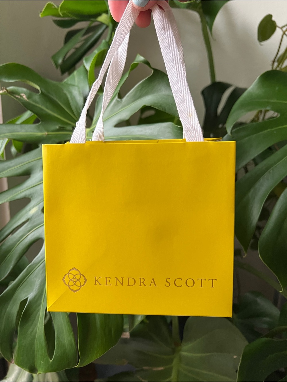 Kendra Scott Yellow Small Gift Bag with White Ribbon Handles